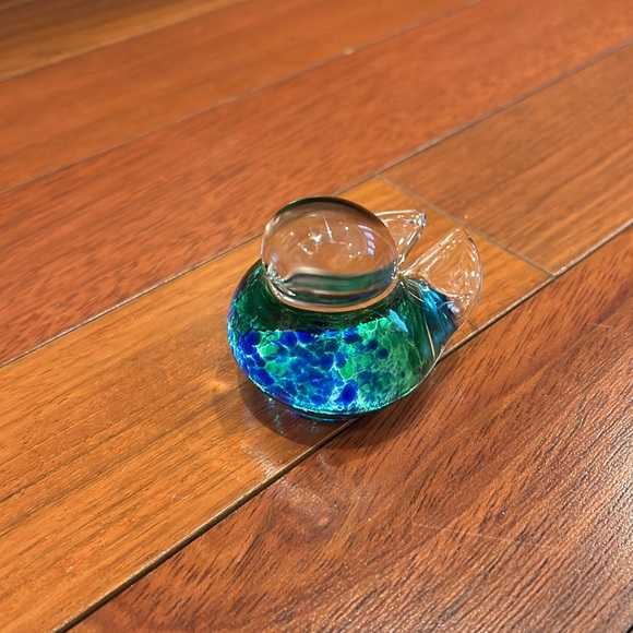 Art Glass Bird Figurine Glass Crystal Paper Weight Ornament blue green and clear - Picture 6 of 12